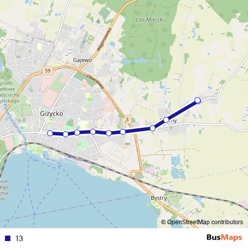 13 bus Line Map