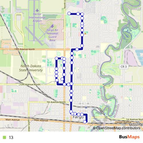 13 bus Line Map