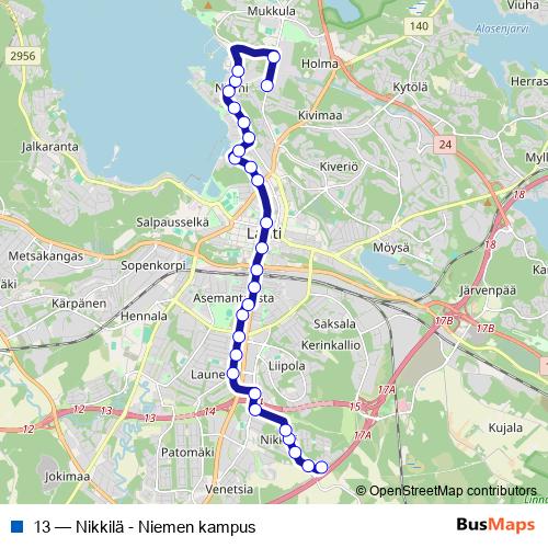 13 bus Line Map