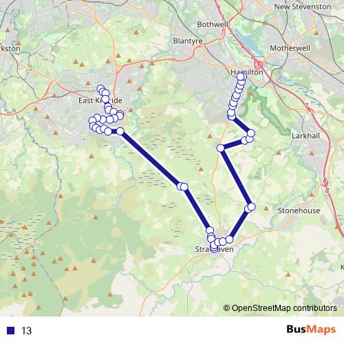 13 bus Line Map