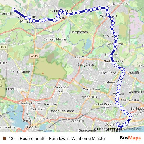 13 bus Line Map