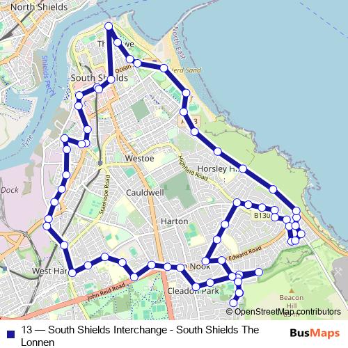 13 bus Line Map