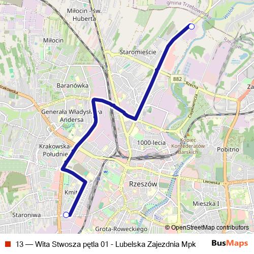 13 bus Line Map