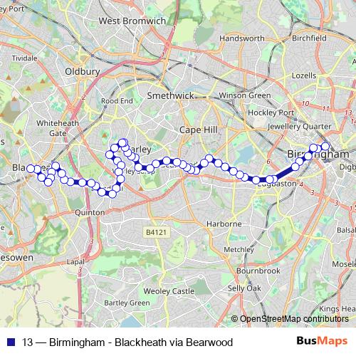 13 bus Line Map