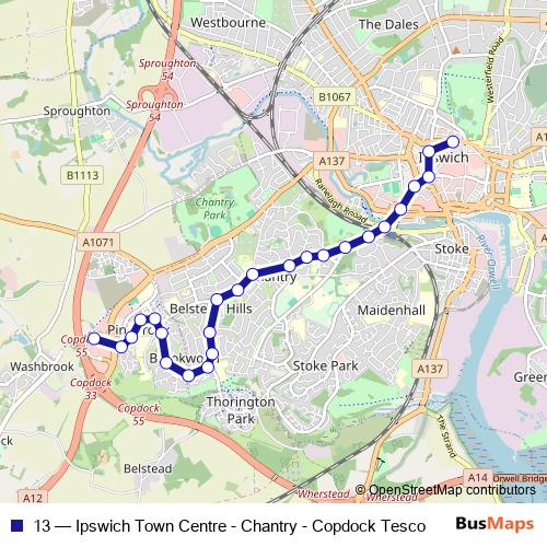 13 bus Line Map