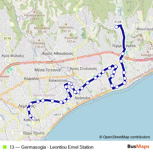 13 bus Line Map