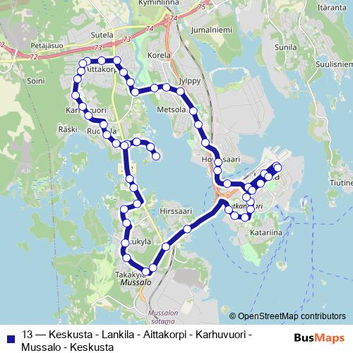13 bus Line Map