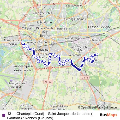 13 bus Line Map