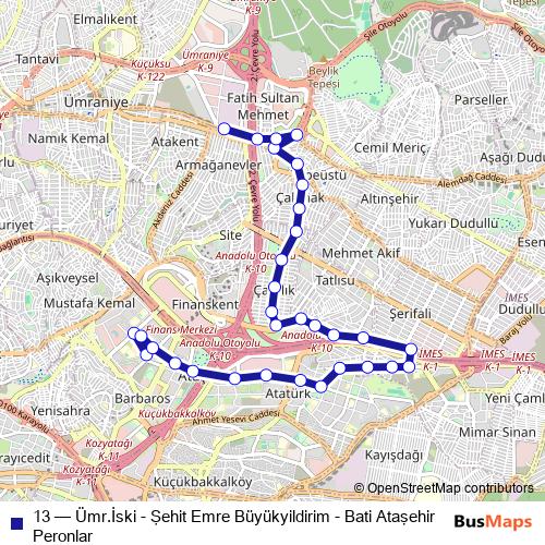 13 bus Line Map