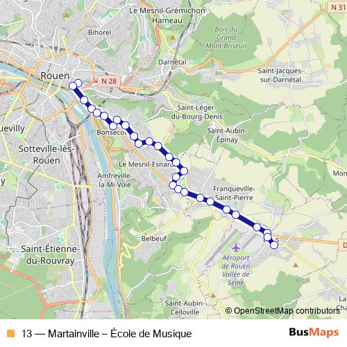 13 bus Line Map
