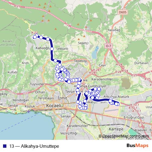 13 bus Line Map