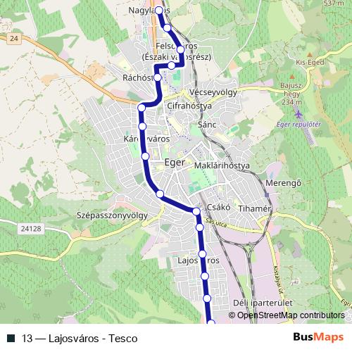 13 bus Line Map