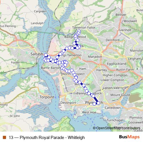 13 bus Line Map