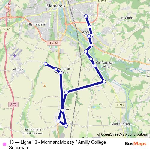 13 bus Line Map