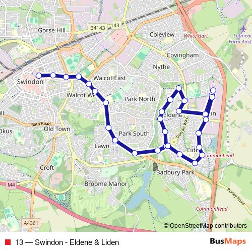 13 bus Line Map