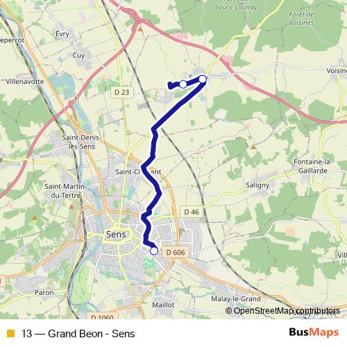 13 bus Line Map