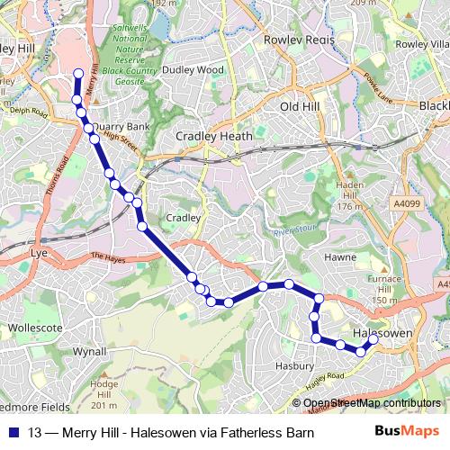 13 bus Line Map