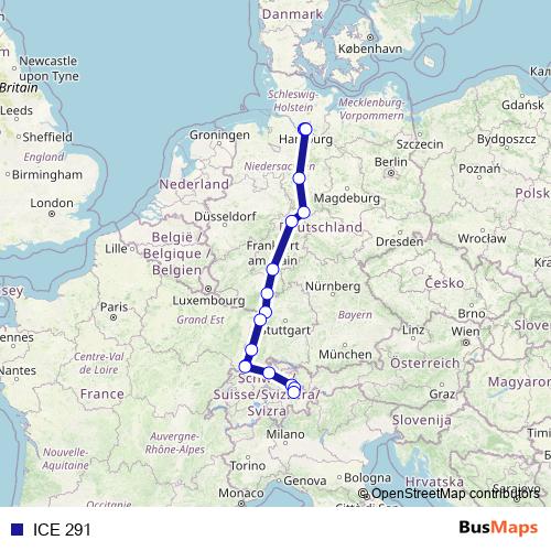 ICE 291 rail Line Map