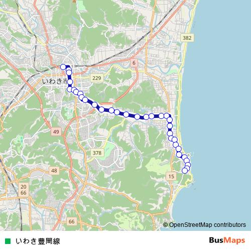 Iwaki Toyoma Line bus Line Map