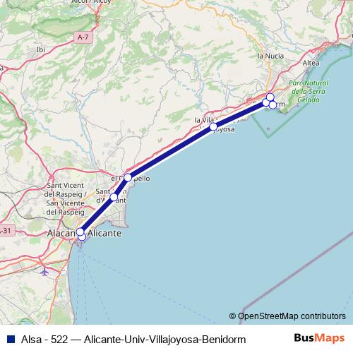 Alsa - 522 bus Line Map