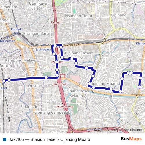 Jak.105 bus Line Map