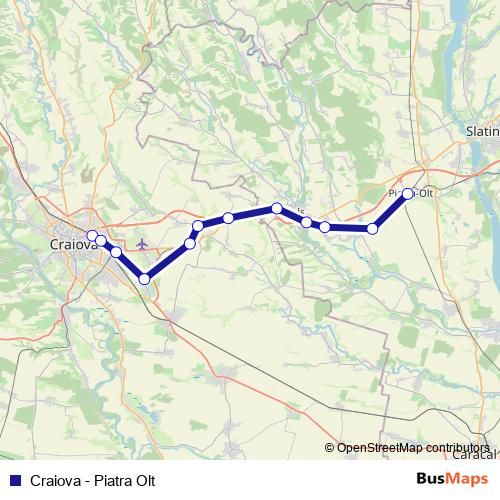 Craiova - Piatra Olt rail Line Map