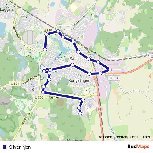 Silverlinjen bus Line Map