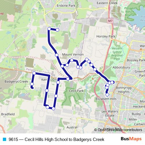 9615 bus Line Map
