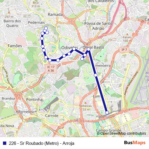 226 - Sr Roubado (Metro) - Arroja bus Line Map
