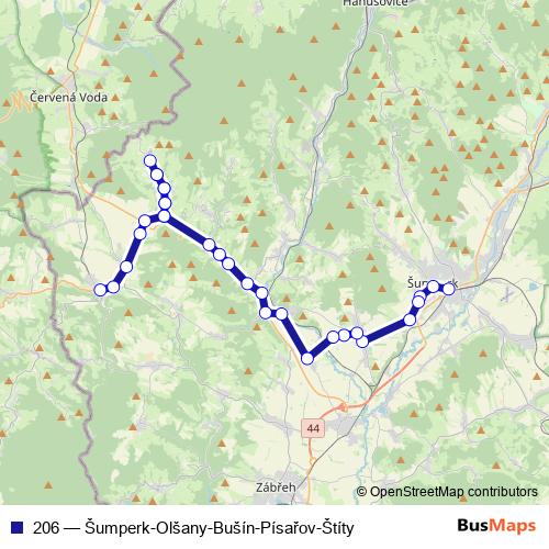 206 bus Line Map