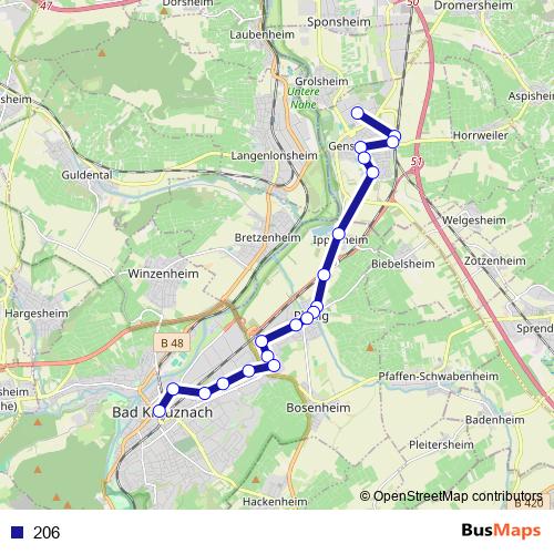 206 bus Line Map