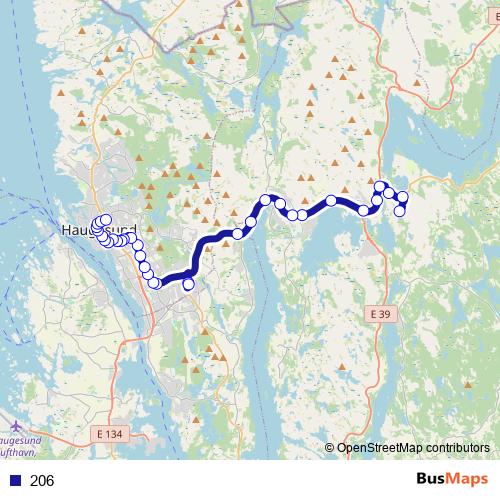206 bus Line Map