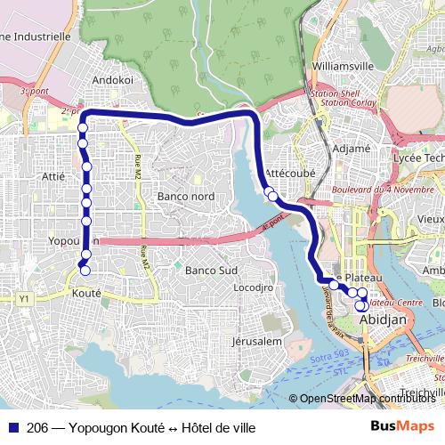 206 bus Line Map