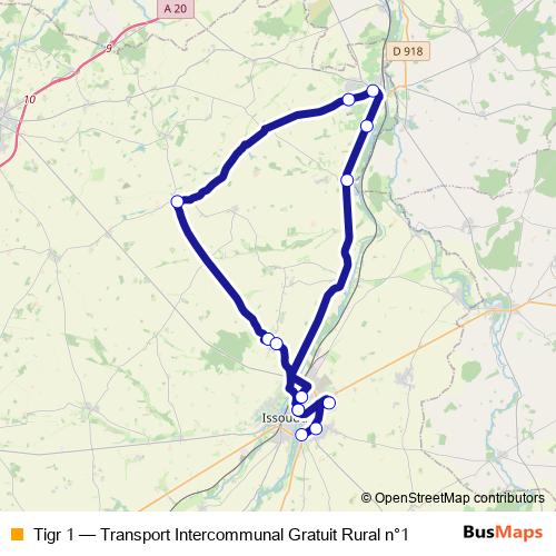 Tigr 1 bus Line Map