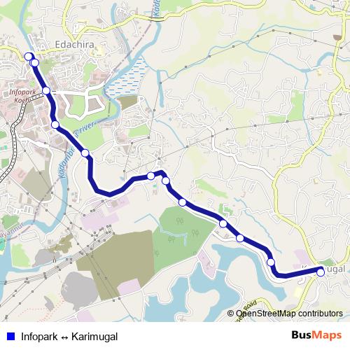 Infopark ↔ Karimugal bus Line Map