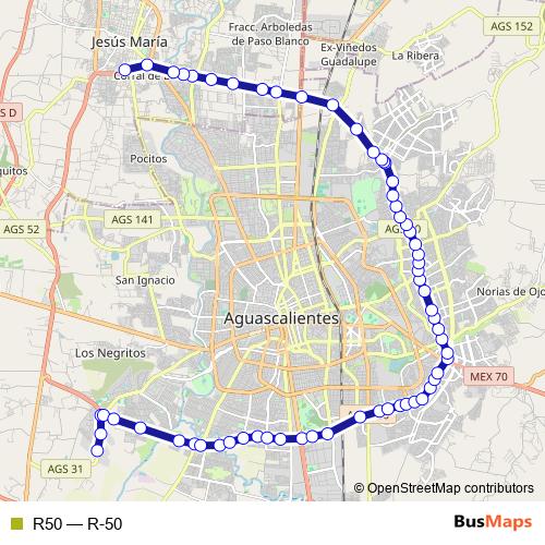 R50 bus Line Map