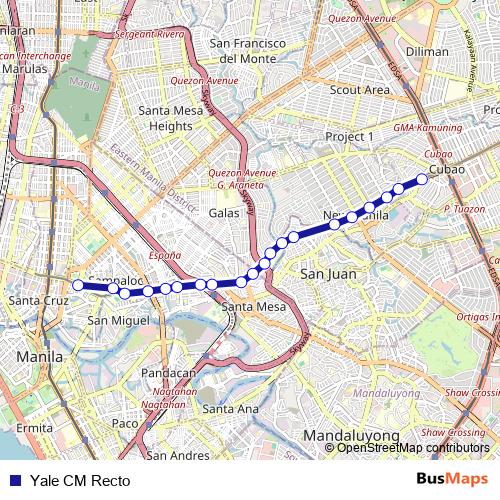 Yale CM Recto bus Line Map