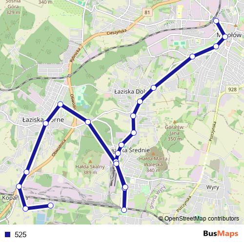 525 bus Line Map