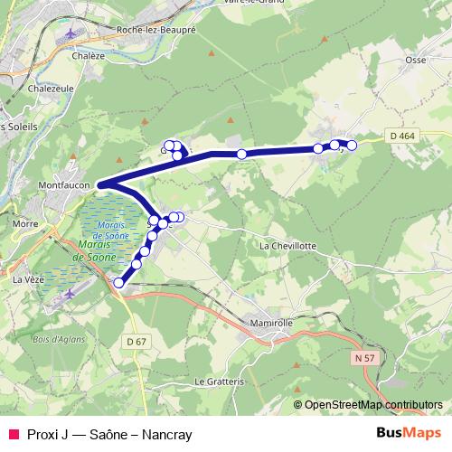 Proxi J bus Line Map