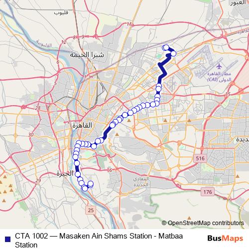 CTA 1002 bus Line Map