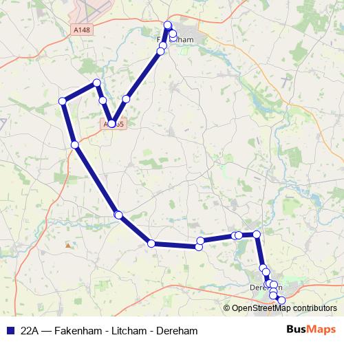 22A bus Line Map