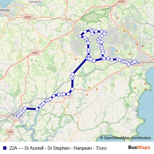 22A bus Line Map