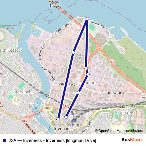 22A bus Line Map