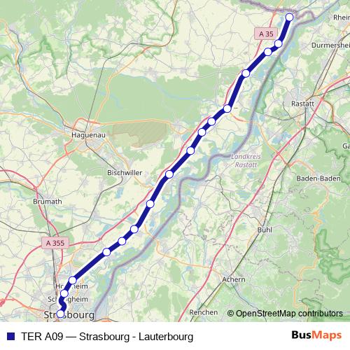 TER A09 rail Line Map