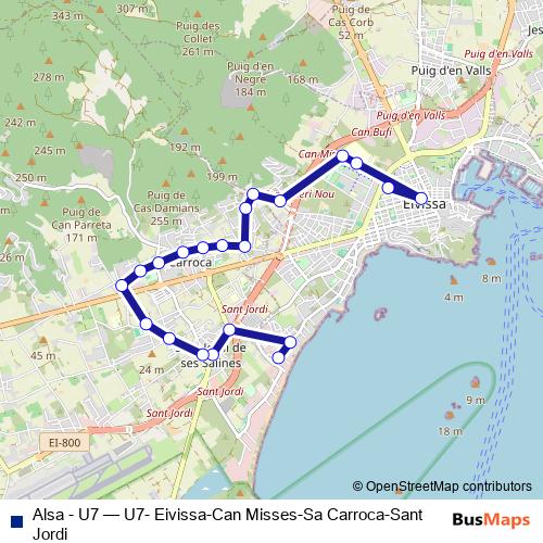 Alsa - U7 bus Line Map