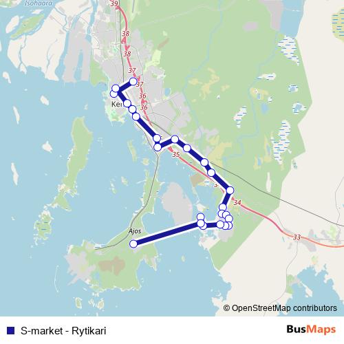 S-market - Rytikari bus Line Map