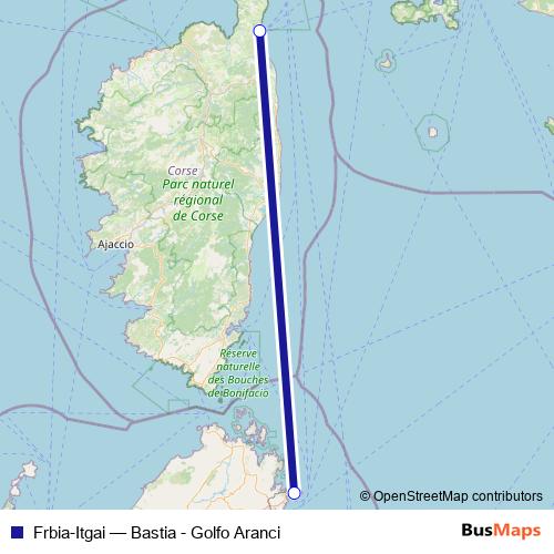 Frbia-Itgai ferry Line Map