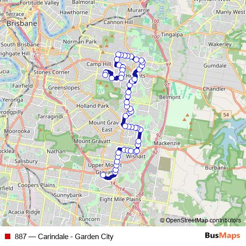 887 bus Line Map