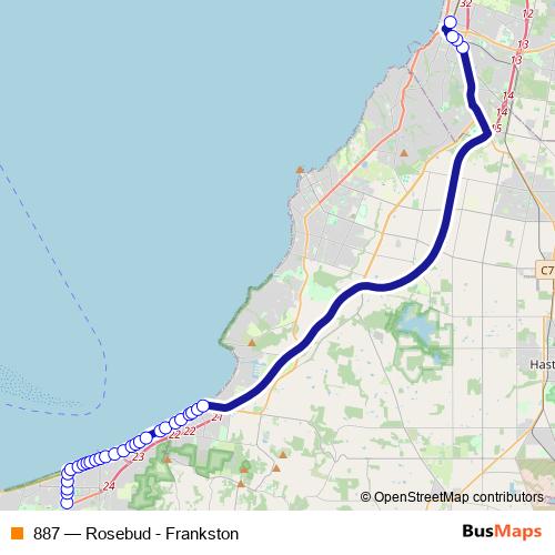 887 bus Line Map