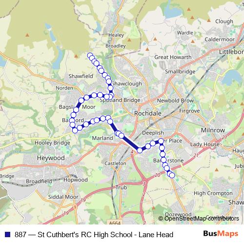 887 bus Line Map